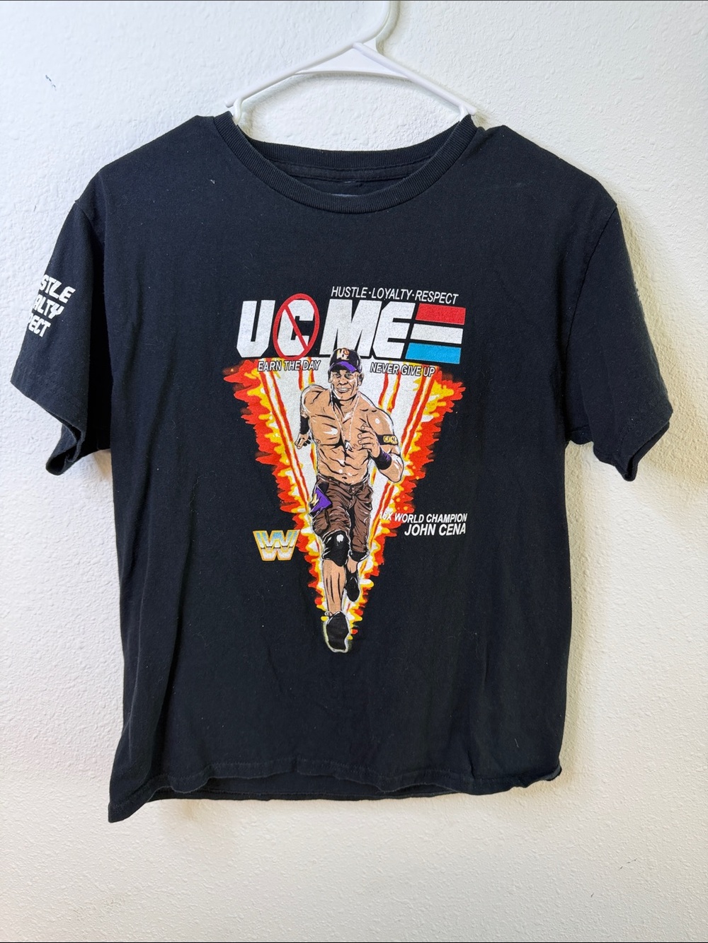 WWE Black Youth Crewneck Tee with Printed Logo